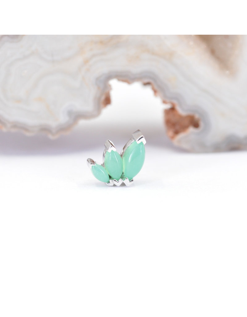 BVLA Right Facing French Kiss with Chrysoprase Cabochon in 14k White Gold 16g Threaded End by BVLA!