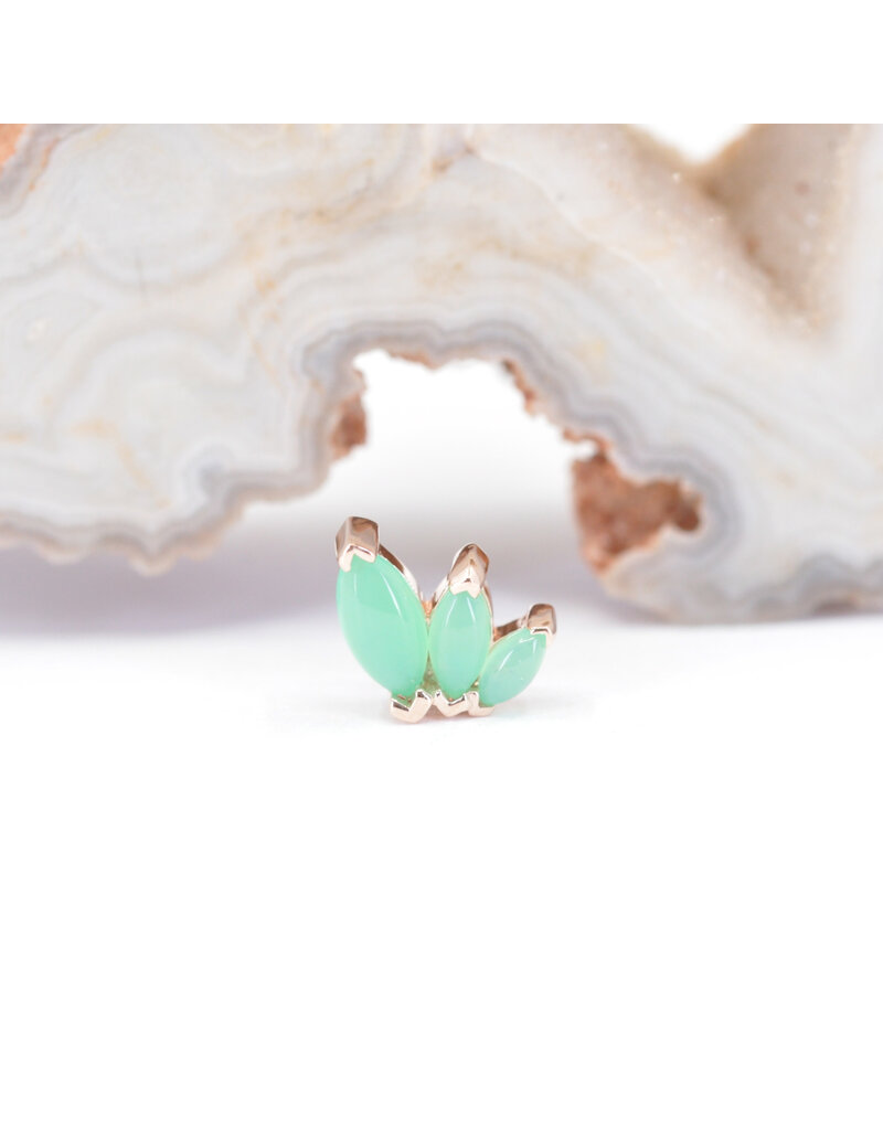 BVLA Left Facing French Kiss with Chrysoprase Cabochon in 14k Rose Gold 16g Threaded End by BVLA!