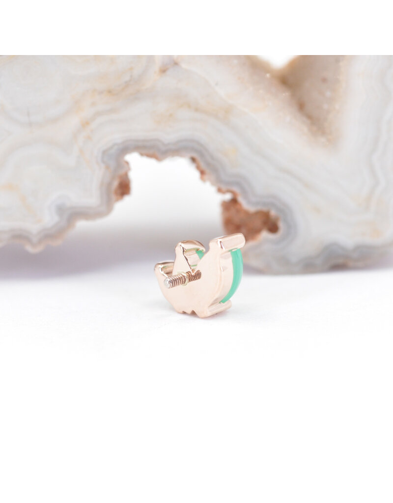 BVLA Left Facing French Kiss with Chrysoprase Cabochon in 14k Rose Gold 16g Threaded End by BVLA!