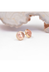 BVLA 4mm Cup with Oregon Sunstone Cabochon in 14k Yellow Gold Threadless Ends
