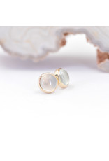 BVLA 4mm Cup with Aqua Chalcedony Cabochon in 14k Yellow Gold Threadless Ends
