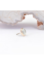 BVLA 4mm Cup with Aqua Chalcedony Cabochon in 14k Yellow Gold Threadless Ends