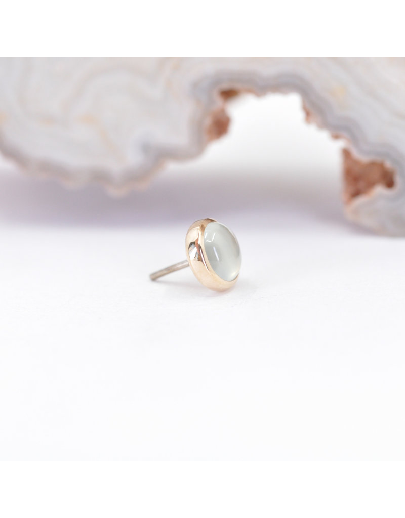 BVLA 4mm Cup with Aqua Chalcedony Cabochon in 14k Yellow Gold Threadless Ends