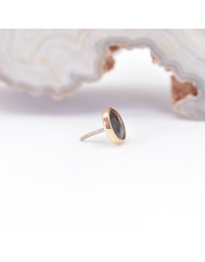 BVLA 4mm Cup with Faceted Zawadi Sapphire in 14k Yellow Gold Threadless Ends