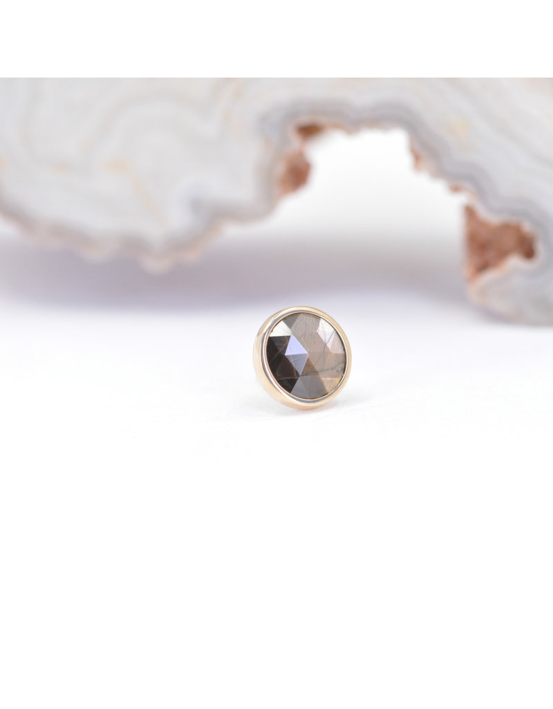 BVLA 4mm Cup with Faceted Zawadi Sapphire in 14k Yellow Gold Threadless Ends