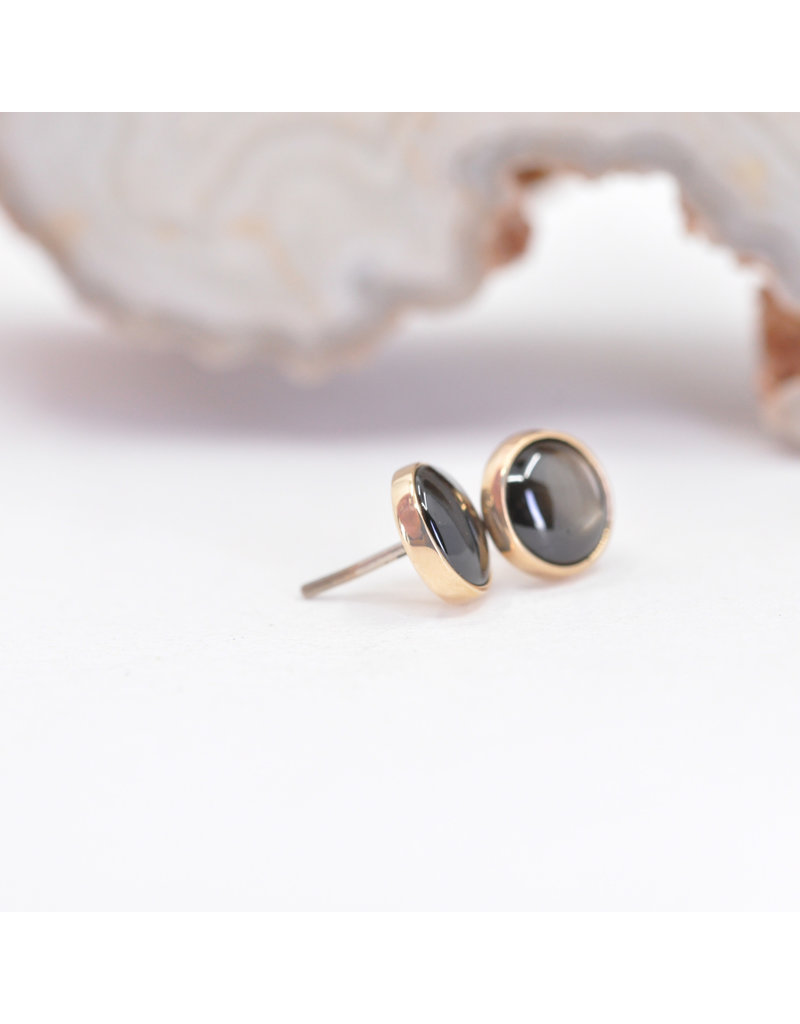 BVLA 4mm Cup with Black Star Sapphire in 14k Yellow Gold Threadless Ends
