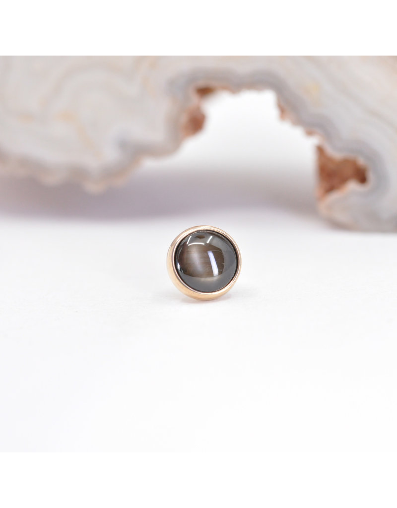 BVLA 4mm Cup with Black Star Sapphire in 14k Yellow Gold Threadless Ends
