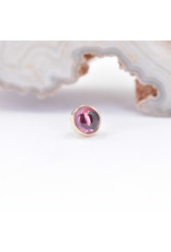 BVLA 4mm Cup with Grade AA Rhodolite Garnet Cabochon in 14k Yellow Gold Threadless Ends