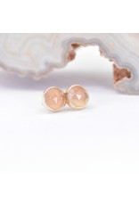 BVLA 4mm Cup Threadless End 14k Yellow Gold Peach Chalcedony Rose Cut