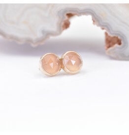 BVLA 4mm Peach Chalcedony Yellow Gold Threadless Ends