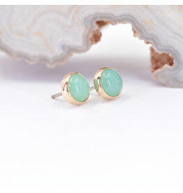 BVLA 4mm Chrysoprase Yellow Gold Threadless Ends