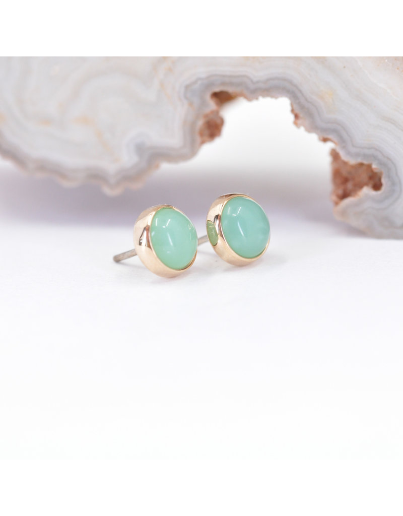 BVLA 4mm Cup with Chrysoprase Cabochon in 14k Yellow Gold Threadless Ends