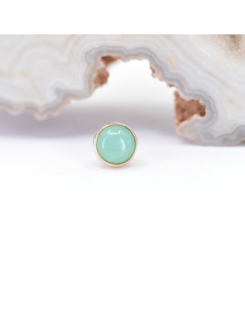 BVLA 4mm Cup with Chrysoprase Cabochon in 14k Yellow Gold Threadless Ends