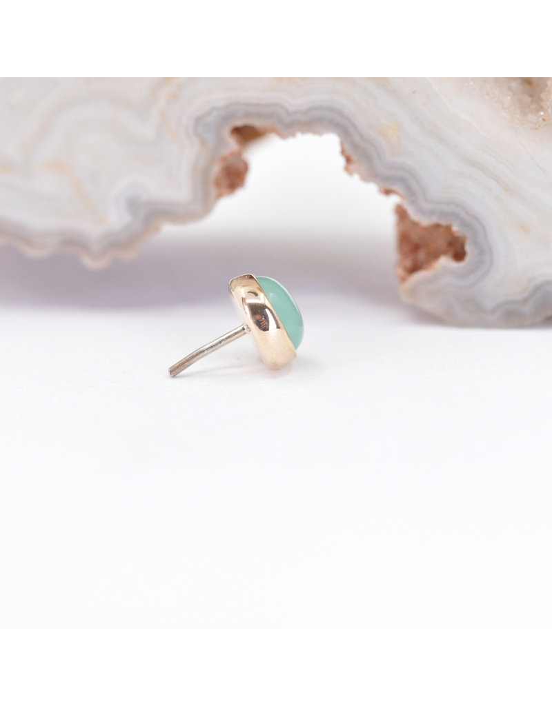 BVLA 4mm Cup Threadless End 14k Yellow Gold Chrysoprase Cab