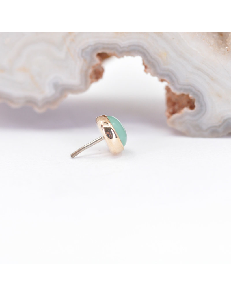 BVLA 4mm Cup with Chrysoprase Cabochon in 14k Yellow Gold Threadless Ends