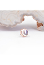 BVLA 4mm Cup Threadless End 14k Rose Gold Rainbow Moonstone Cab