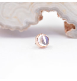 BVLA 4mm Cup Threadless End 14k Rose Gold Rainbow Moonstone Cab