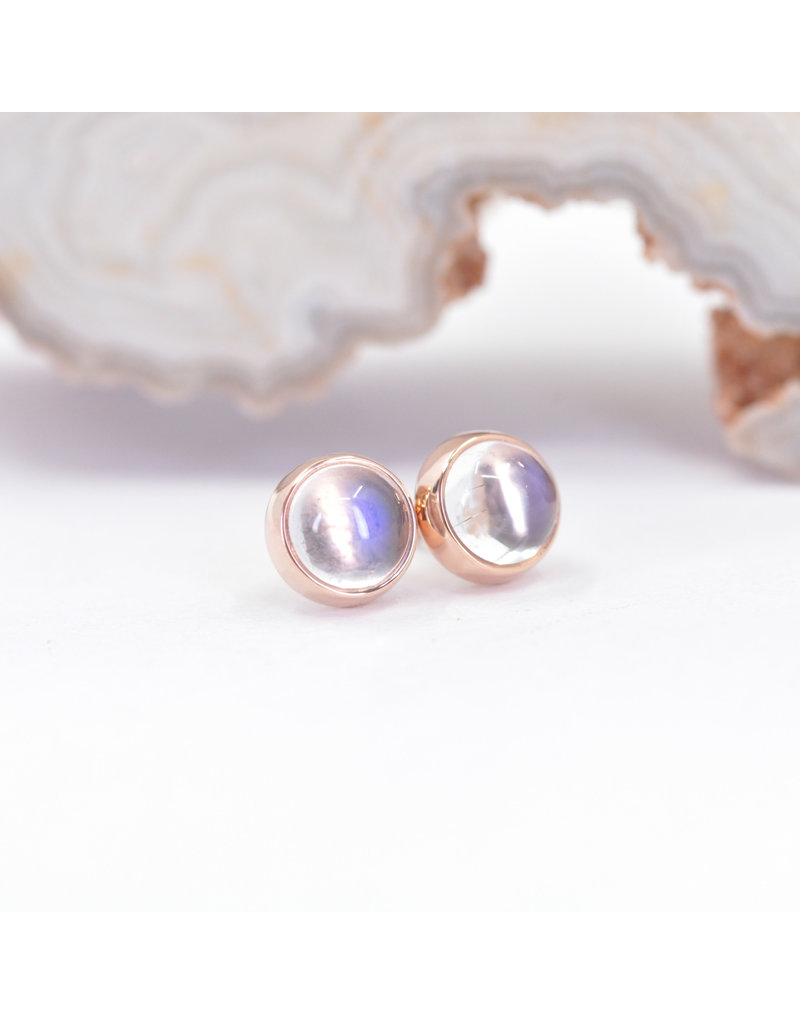 BVLA 4mm Cup Threadless End 14k Rose Gold Rainbow Moonstone Cab
