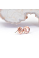 BVLA 4mm Cup with Oregon Sunstone Cabochon in 14k Rose Gold Threadless Ends