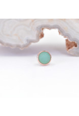 BVLA 4mm Cup with Sandblasted Chrysoprase Cabochon in 14k Rose Gold Threadless Ends