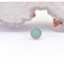 BVLA 4mm Cup Threadless End 14k Rose Gold Chrysoprase Cab Sandblasted