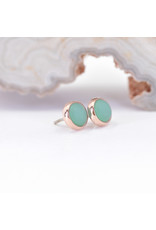 BVLA 4mm Cup with Sandblasted Chrysoprase Cabochon in 14k Rose Gold Threadless Ends