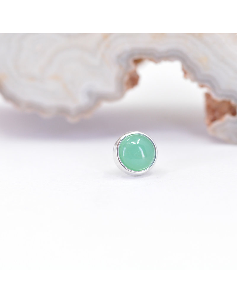 BVLA 4mm Cup with Chrysoprase Cabochon in 14k White Gold Threadless Ends