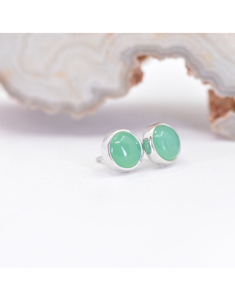 BVLA 4mm Cup with Chrysoprase Cabochon in 14k White Gold Threadless Ends