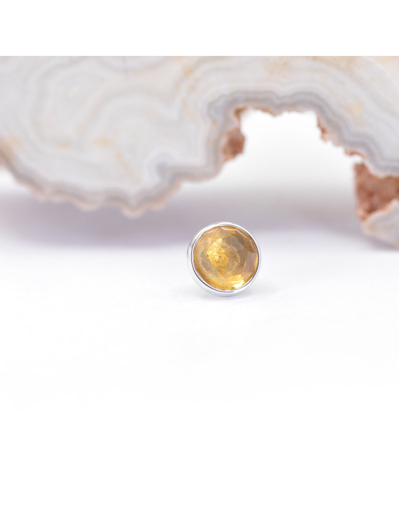 BVLA 4mm Cup with Rose Cut Citrine in 14k White Gold Threadless Ends