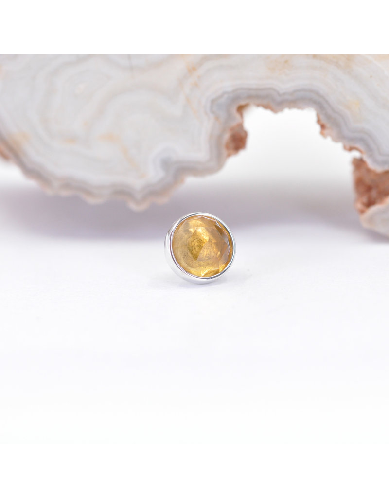 BVLA 4mm Cup with Rose Cut Citrine in 14k White Gold Threadless Ends