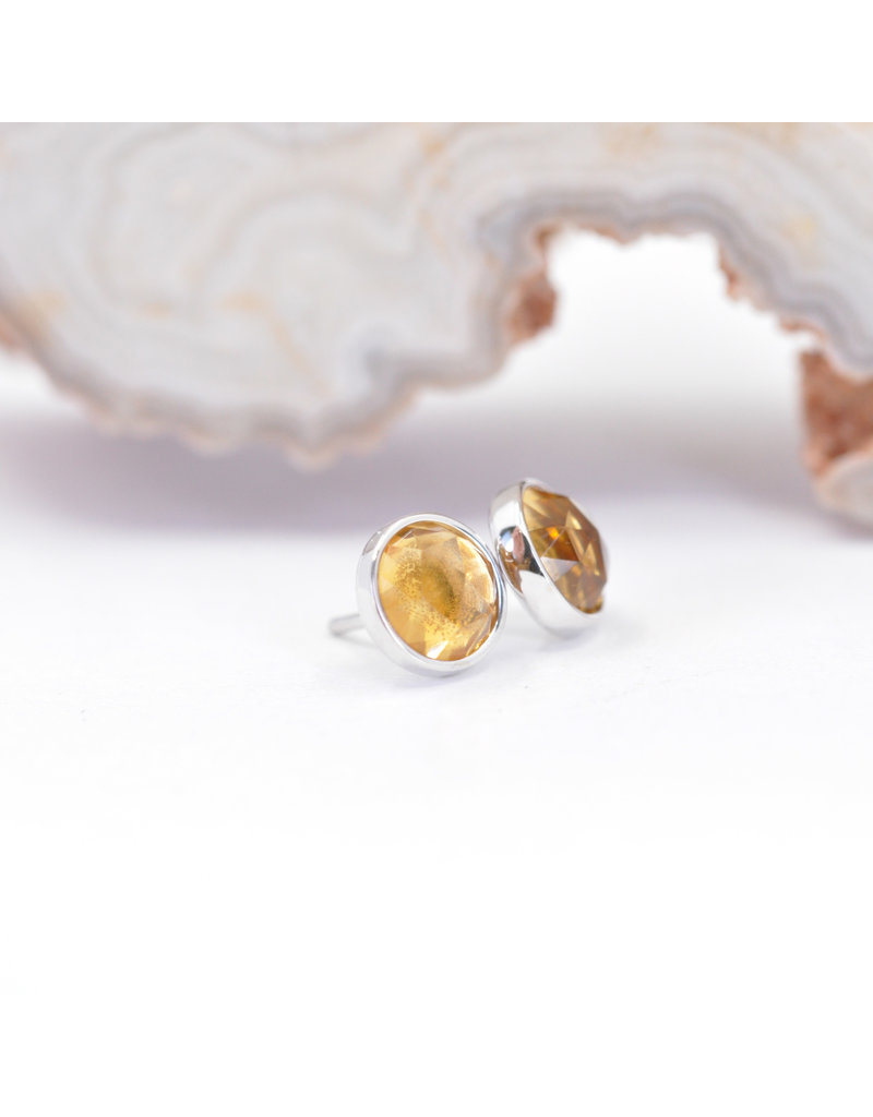 BVLA 4mm Cup with Rose Cut Citrine in 14k White Gold Threadless Ends