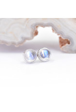 BVLA 4mm Cup Threadless End 14k White Gold Rainbow Moonstone Cab