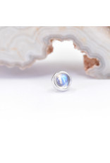 BVLA 4mm Cup with Rainbow Moonstone Cabochon in 14k White Gold Threadless Ends