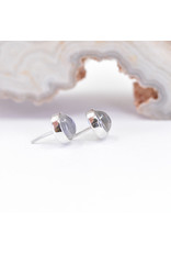 BVLA 4mm Cup with Rainbow Moonstone Cabochon in 14k White Gold Threadless Ends