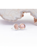 BVLA 4mm Cup with Oregon Sunstone Cabochon in 14k White Gold Threadless Ends