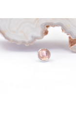 BVLA 4mm Cup with Oregon Sunstone Cabochon in 14k White Gold Threadless Ends