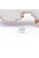 BVLA 4mm Cup with Aqua Chalcedony Cabochon in 14k White Gold Threadless Ends