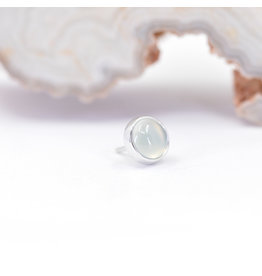 BVLA 4mm Cup Threadless End 14k White Gold Aqua Chalcedony Cab