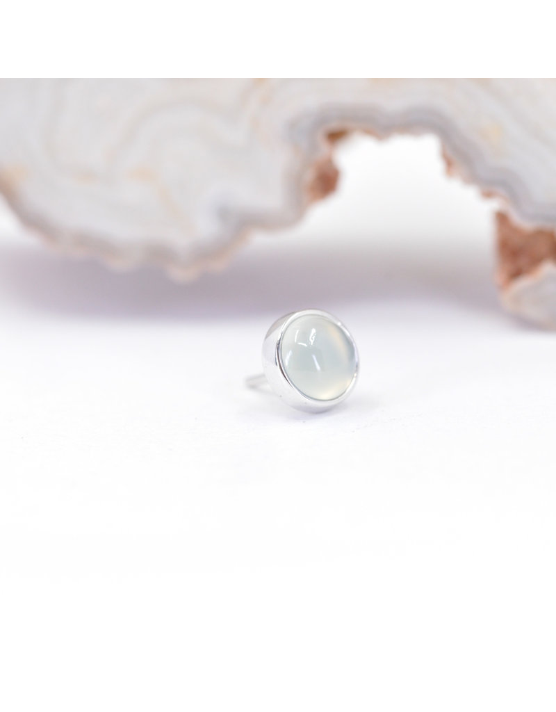 BVLA 4mm Cup with Aqua Chalcedony Cabochon in 14k White Gold Threadless Ends