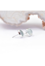 BVLA 4mm Cup with Aqua Chalcedony Cabochon in 14k White Gold Threadless Ends