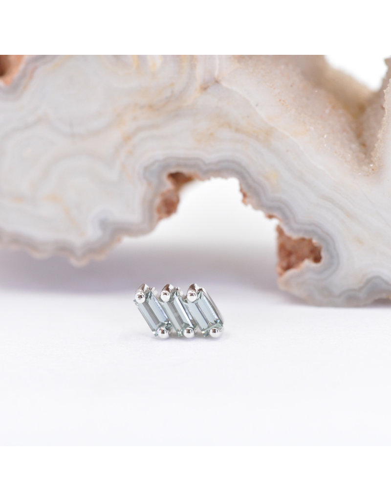 BVLA Liara 3 with Grey Sapphire in 14k White Gold 16g Threaded End by BVLA!