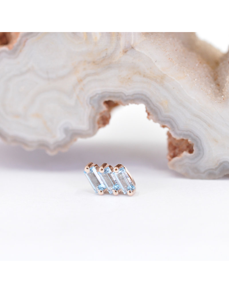 BVLA Liara 3 with Swiss Blue Topaz in 14k Rose Gold 16g Threaded End by BVLA!