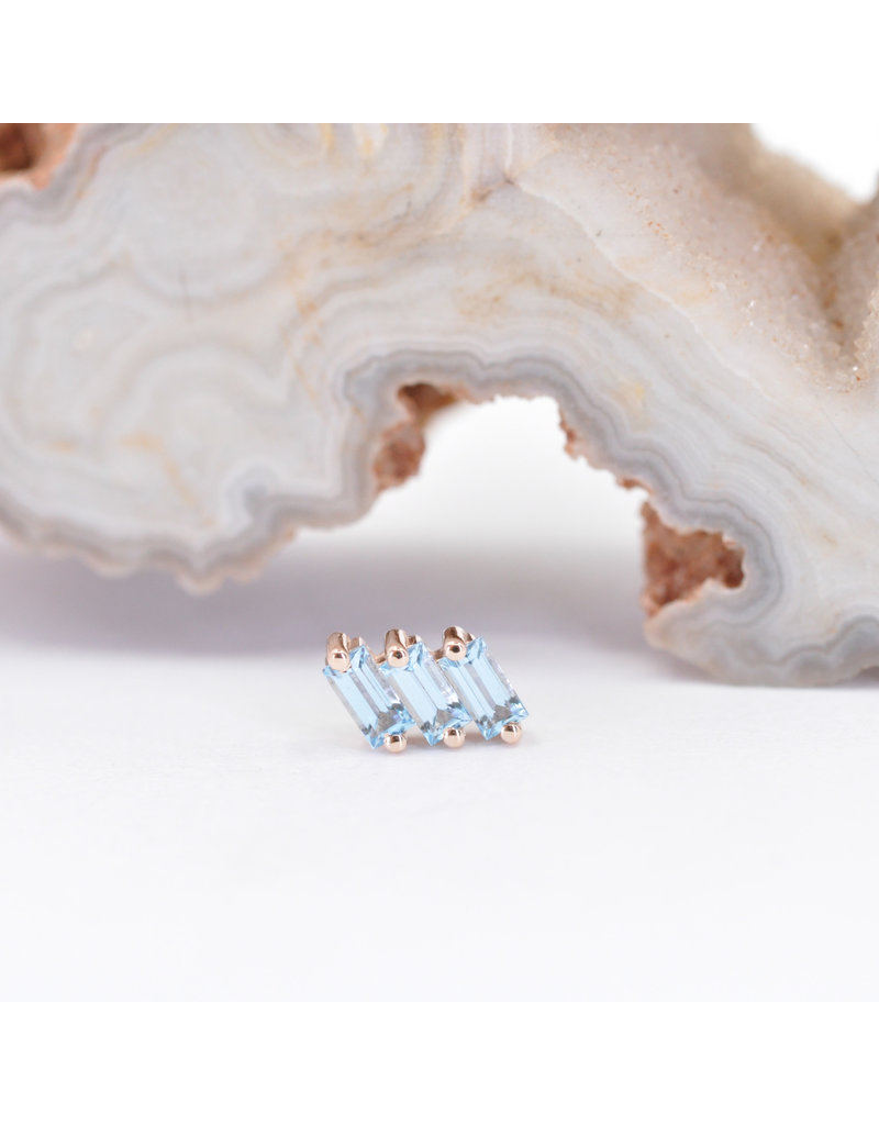BVLA Liara 3 with Swiss Blue Topaz in 14k Rose Gold 16g Threaded End by BVLA!