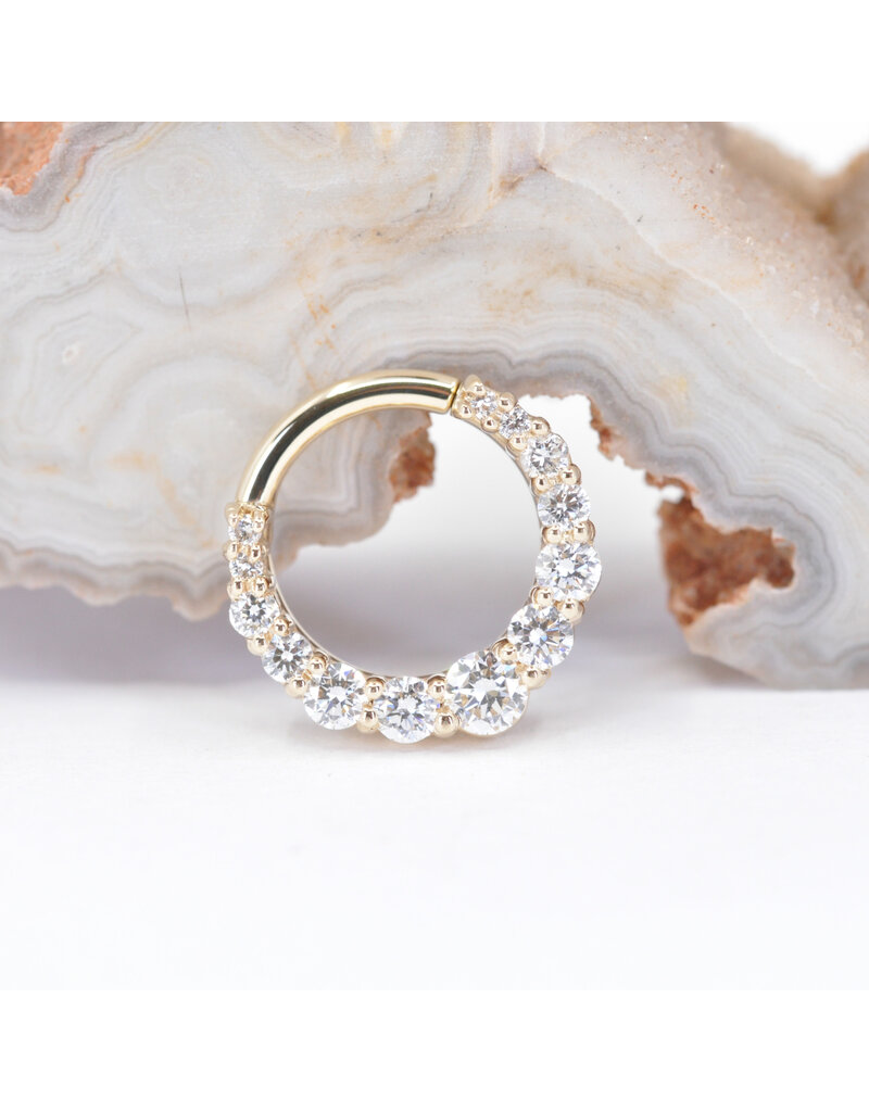 BVLA 16g 5/16" Graduating Gem Oaktier Clicker Ring with Genuine VS Diamonds in 14k Yellow Gold by BVLA!