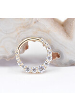 BVLA 16g 3/8" Graduating Gem Oaktier Clicker Ring with CZ in 14k Yellow Gold by BVLA!