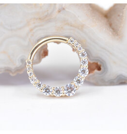 BVLA Graduating Gem Oaktier CZ Yellow Gold 16g 3/8" Clicker Ring
