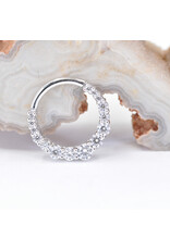 BVLA 16g 3/8" Graduating Gem Oaktier Clicker Ring with CZ in 14k White Gold by BVLA!