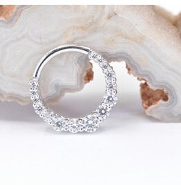 BVLA Graduating Gem Oaktier CZ White Gold 16g 3/8" Clicker Ring