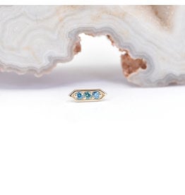 BVLA Sillan Threadless End 14k Yellow Gold Ocean Blue Diamond