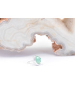 BVLA 4mm Honeycomb with 3mm Rose Cut Chrysoprase in 14k White Gold Threadless Ends